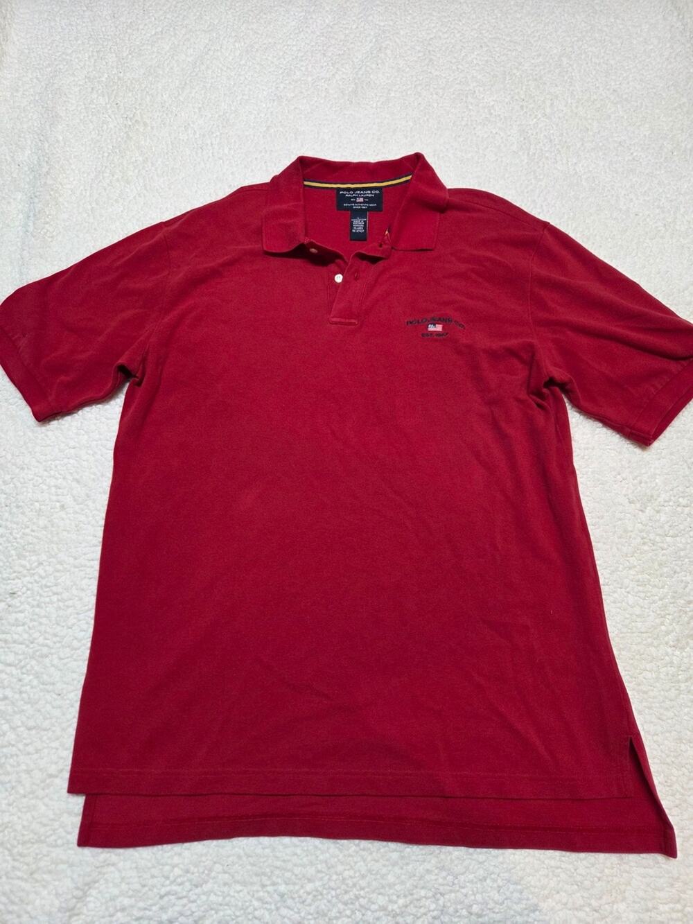 polo Jeand Co. Men's Classic Red Polo Shirt with Subtle Logo size L